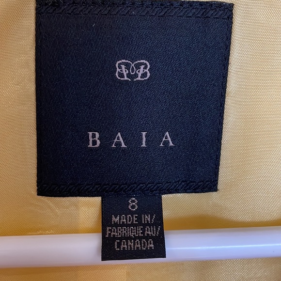 Yellow spring jacket, cotton/silk, with ¾ length bell-bottom sleeves. Size 8 - Picture 3 of 6